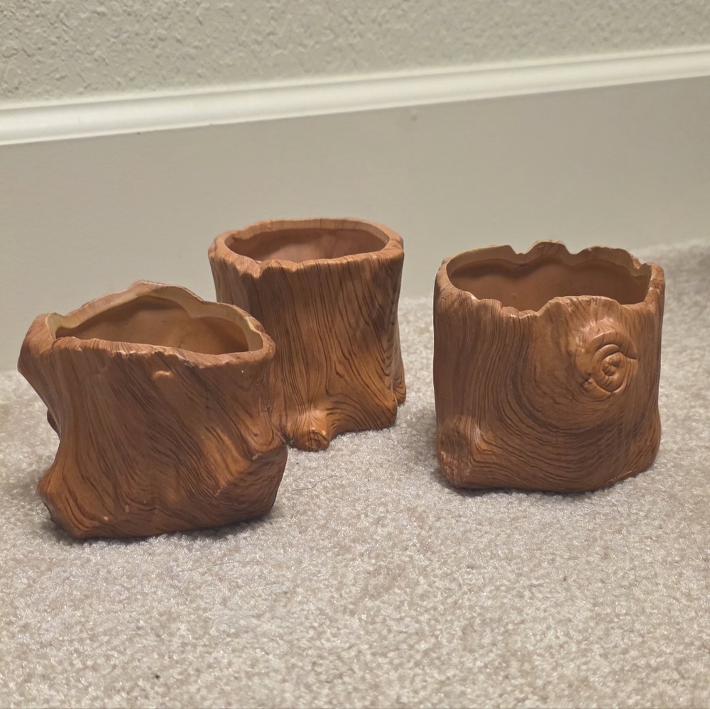 Rustic Tree Stump Planters - Picture 2 of 10